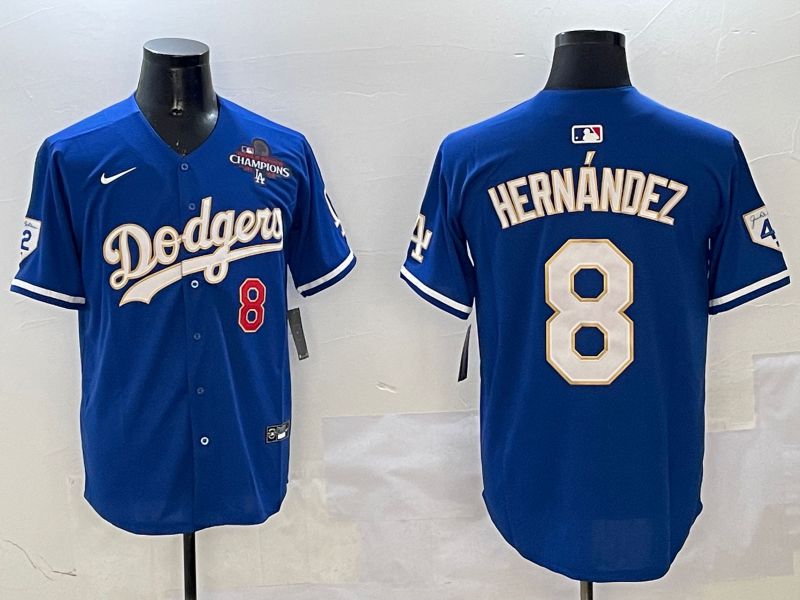 Men Los Angeles Dodgers #8 Hernandez Blue Gold Game 2025 Nike MLB Jersey style 3131->los angeles dodgers->MLB Jersey